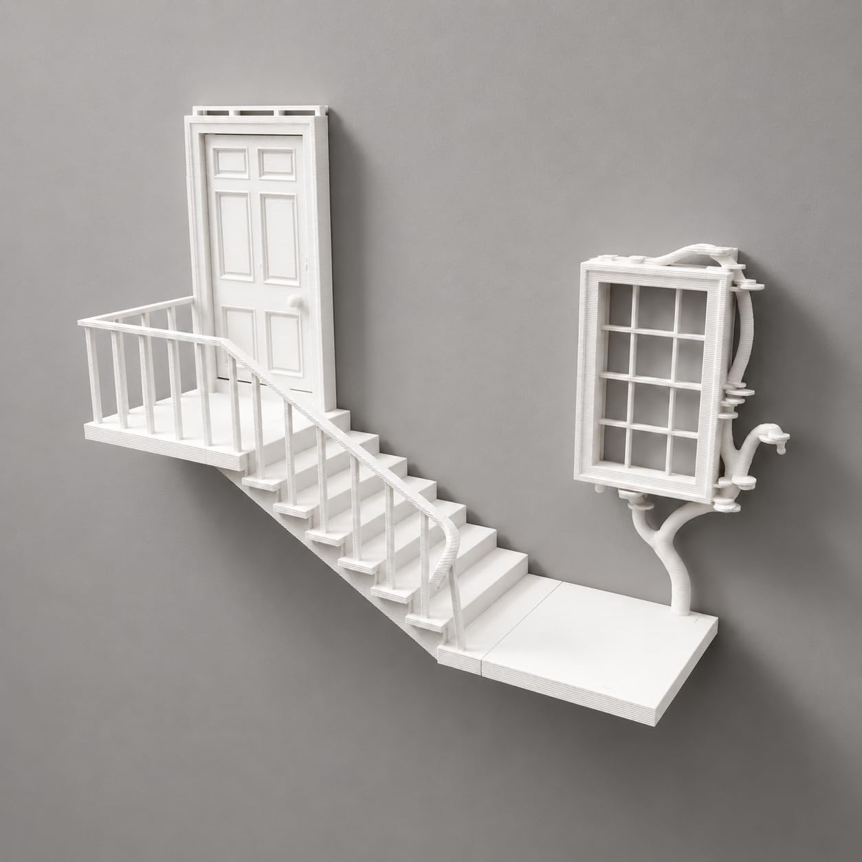Azoth Miniature Staircase Model with Dual Doors – Decorative Architectural Display Piece for Home, Office, or Creative Projects (White V3)-image-28
