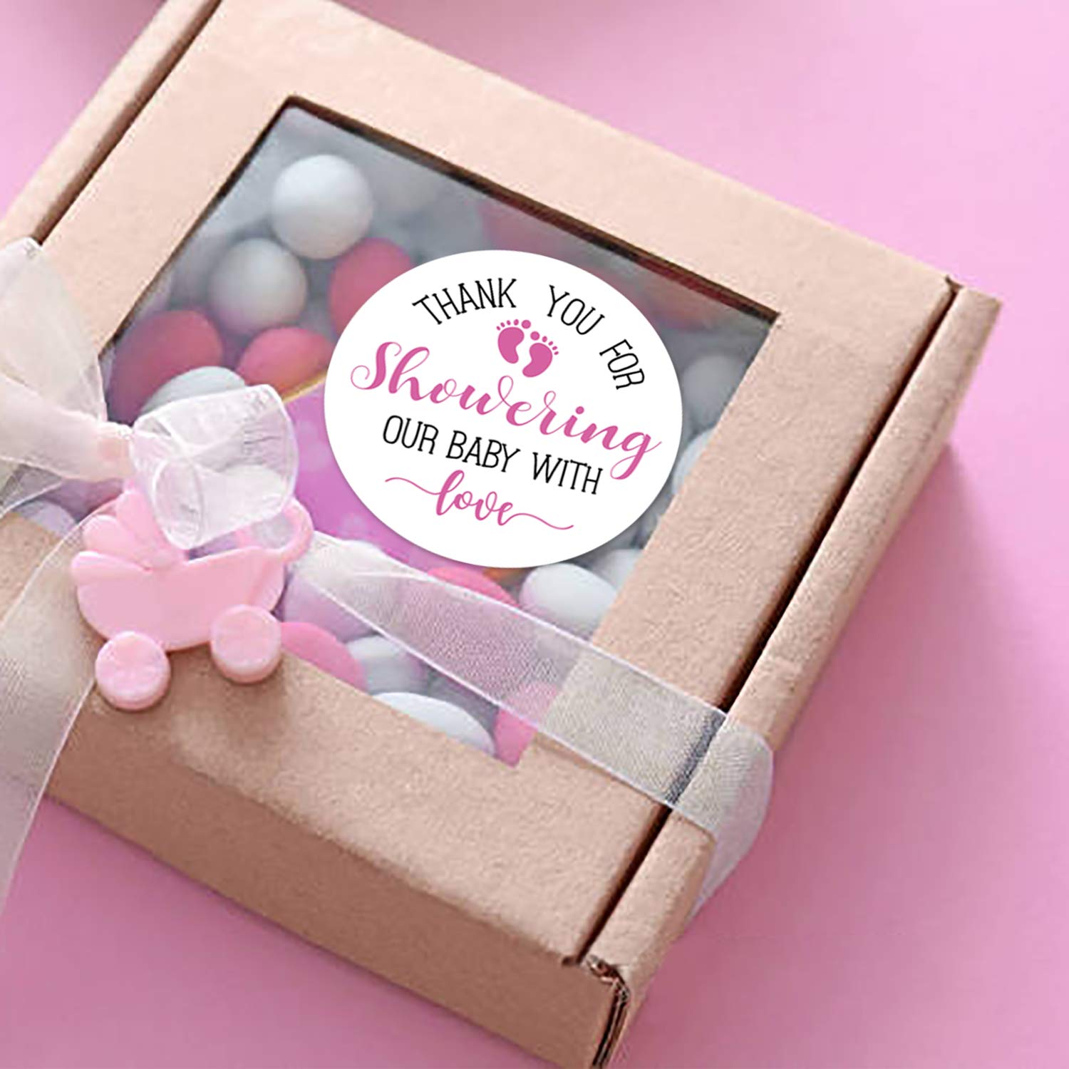 12 Personalized Pink Baby Feet Stickers – Baby Shower Favors, Labels, Tags – PartyMommy