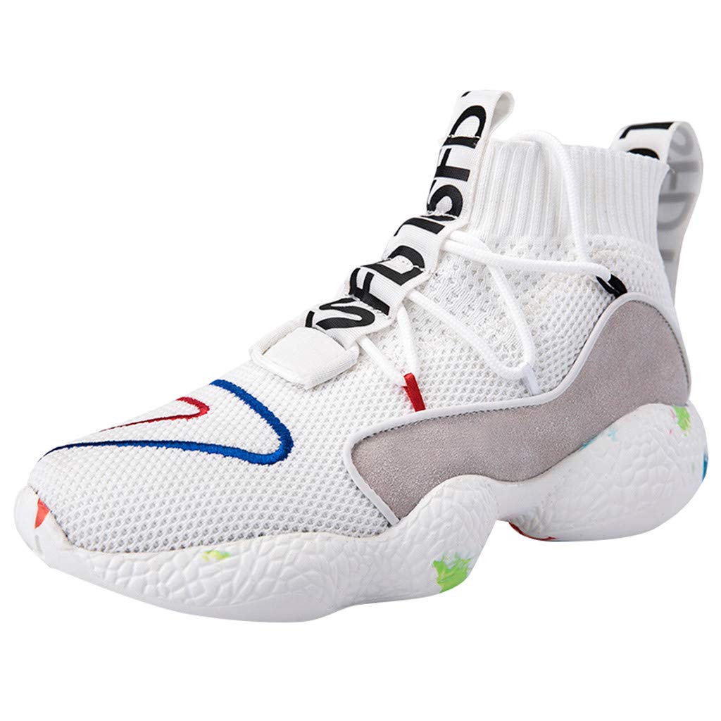 Unisex Couple Outdoor Air Mesh Lace-Up Casual Sports Shoes Run Breathable Shoes Sneakers 2020 (White, US:10)