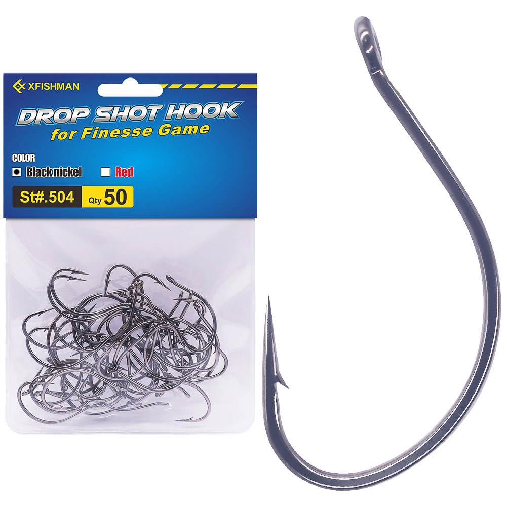 XFISHMAN Drop-Shot-Hooks-for-Bass-Fishing-Split-Shot-Dropshot-Hook-50 Pack