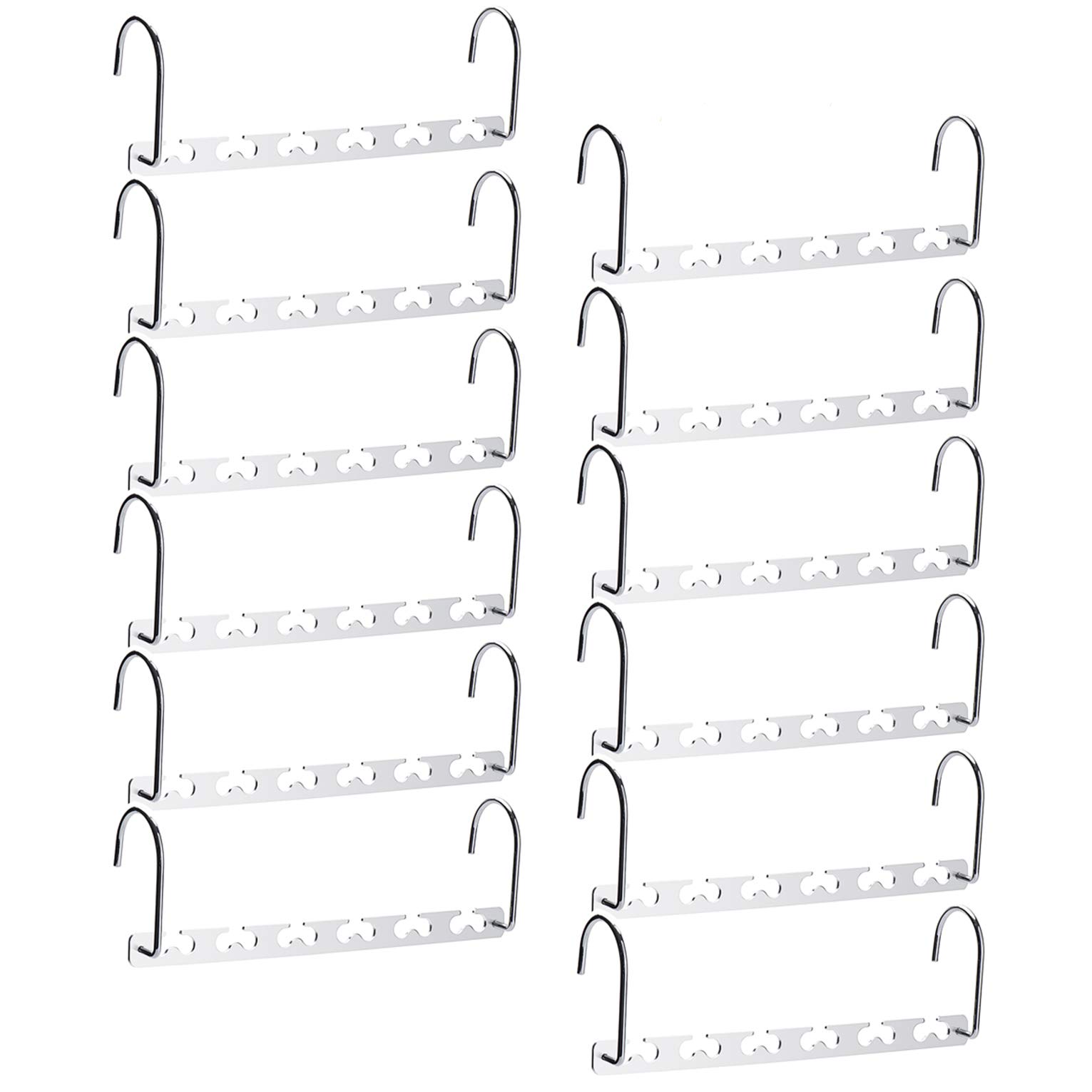 PretigoHangers Space Saving 10 Pack Space Saving Clothes Hangers Stainless Steel Magic Hanger Cascading Hanger Space Saving Closet Organizer Hanger Silver…