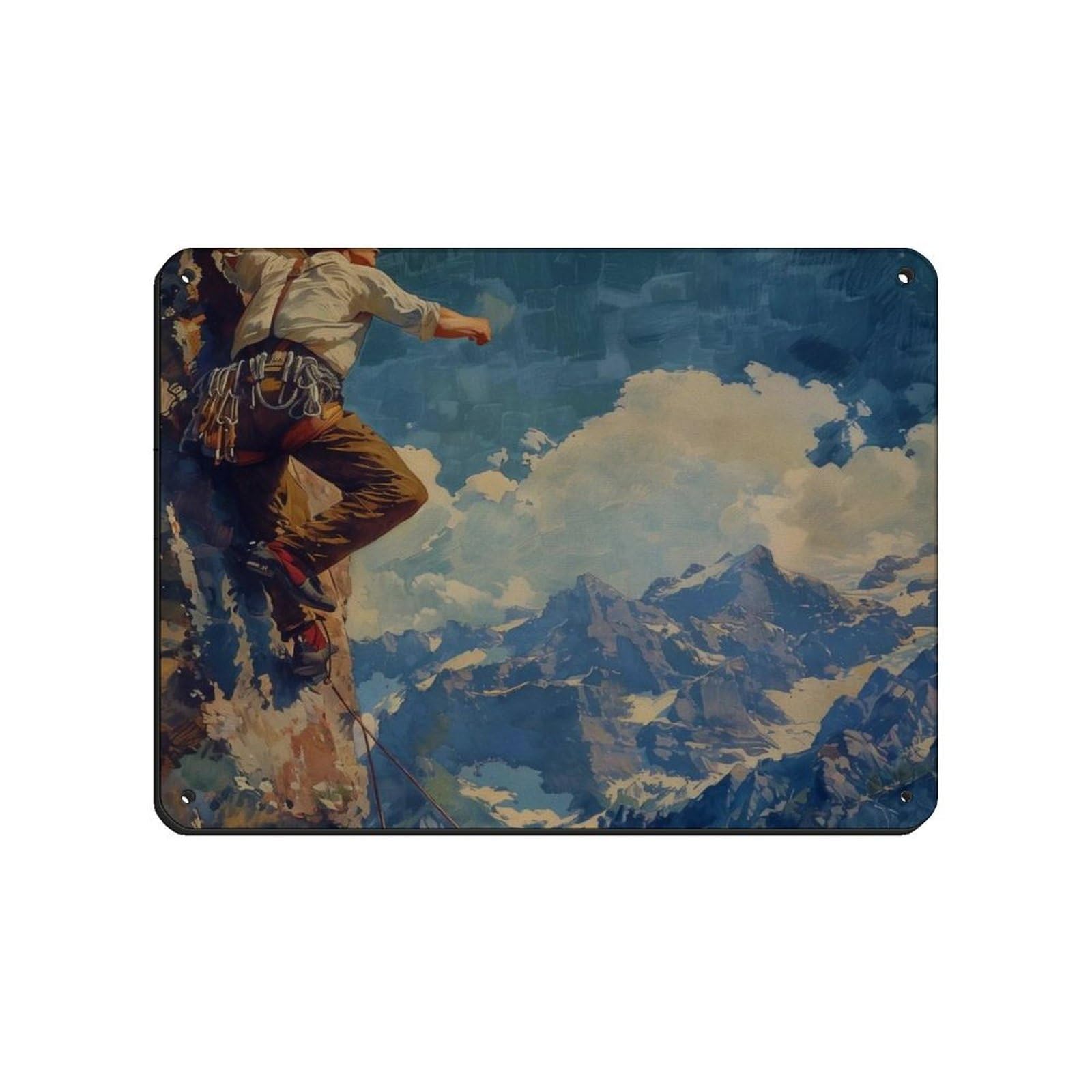 Affiche rétro en métal escalade déco murale vintage montagne 30x40 cm
