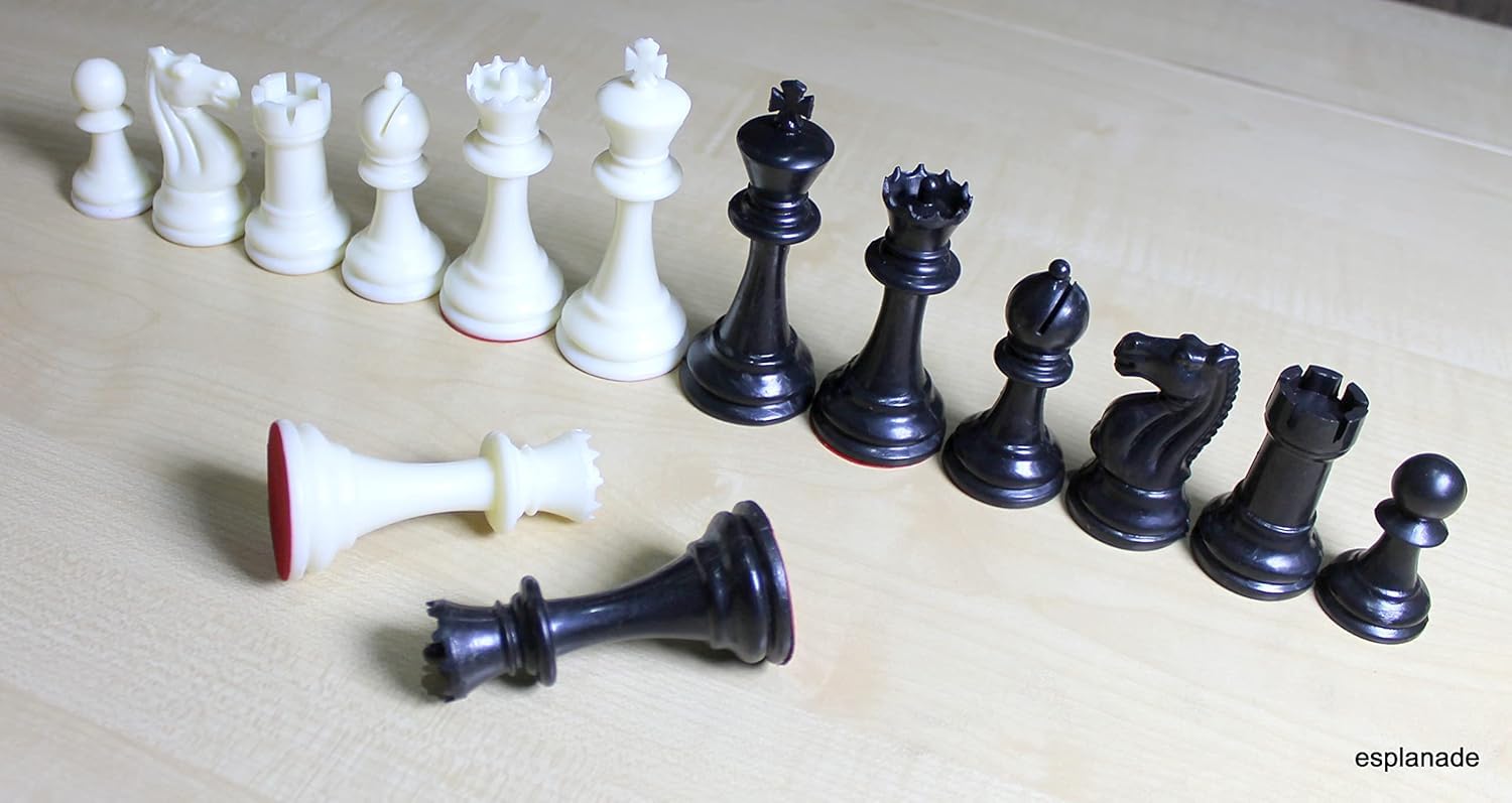 CRAZX Tournament Chess Pieces (with Two Extra Queens) Chessmen Staunton Coins (3.75" Inch King Height) - 650 Grams 1