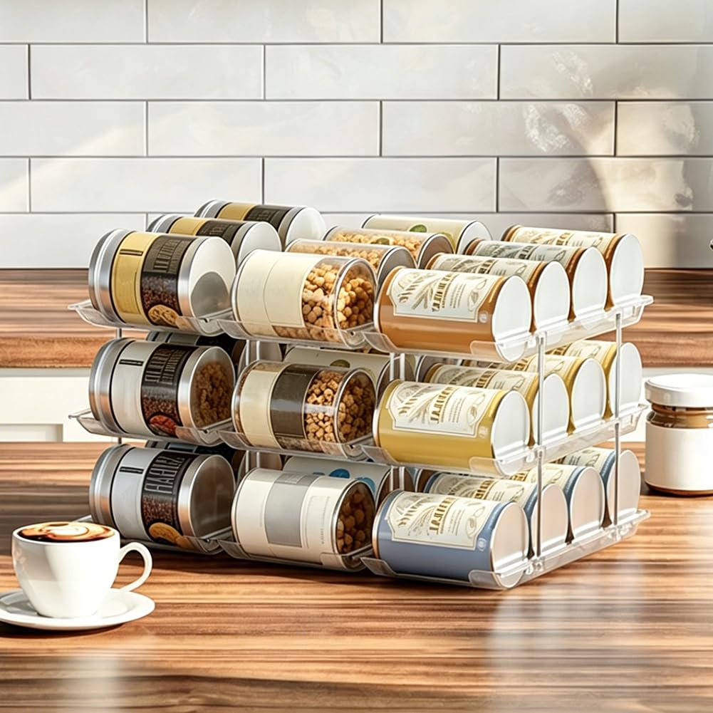 Dosen Organizer Speisekammer,3 Etagen Stapelbar Dosenaufbewahrung,Kühlschrank Organizer Schublade Kapazität für 36 Dosen Große Kapazität für Speisekammer,Schrank Küche