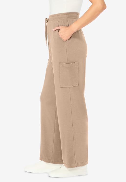 Woman Within Plus Size Knit Pull-On Drawstring Cargo Pants