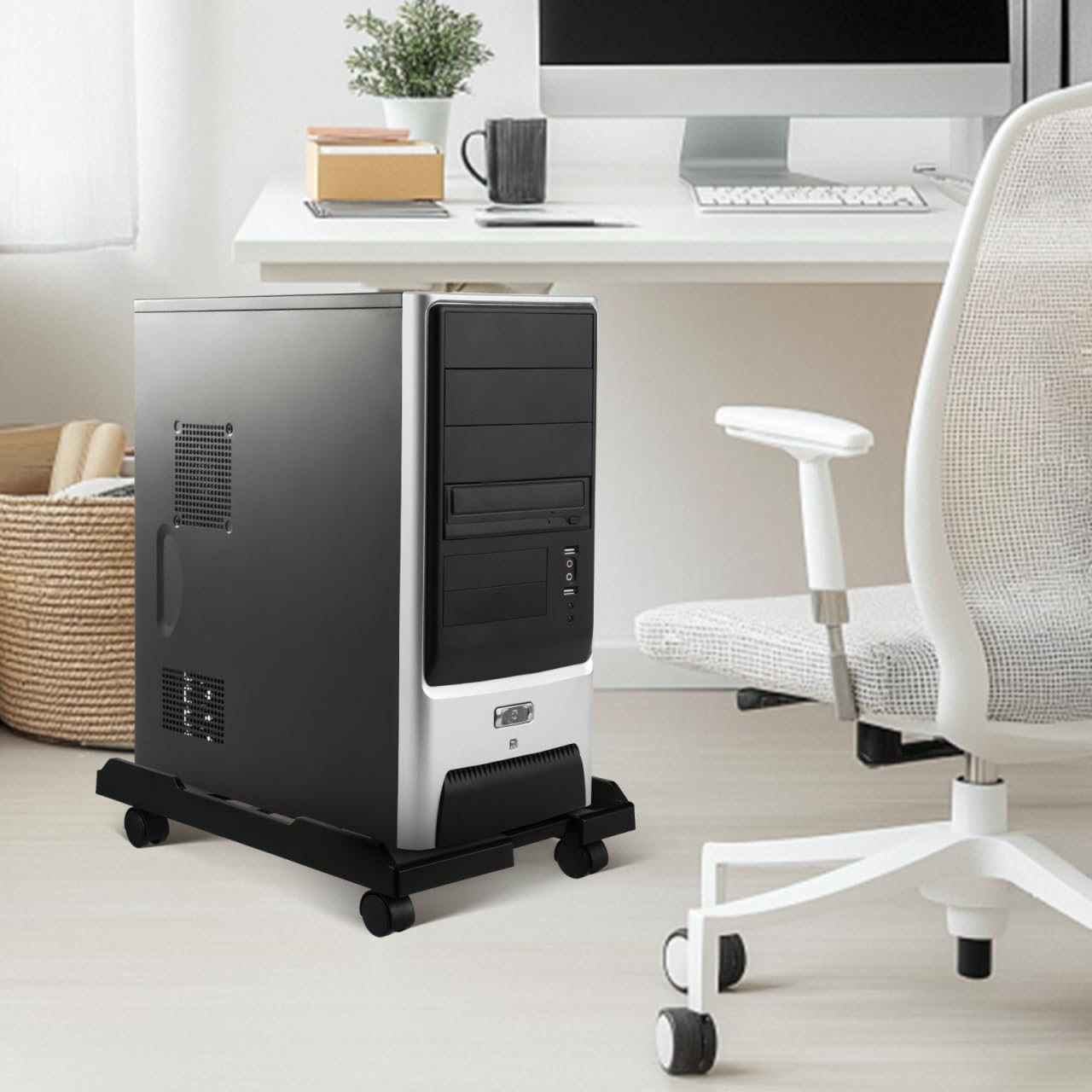 Angoily Pc Ständer Mit Rollen Verstellbar Computer Tower Halterung Unter Schreibtisch Mobiler Cpu Ständer Bodenständer Für Büro Zuhause Schule 16.93X11.02X2.76In