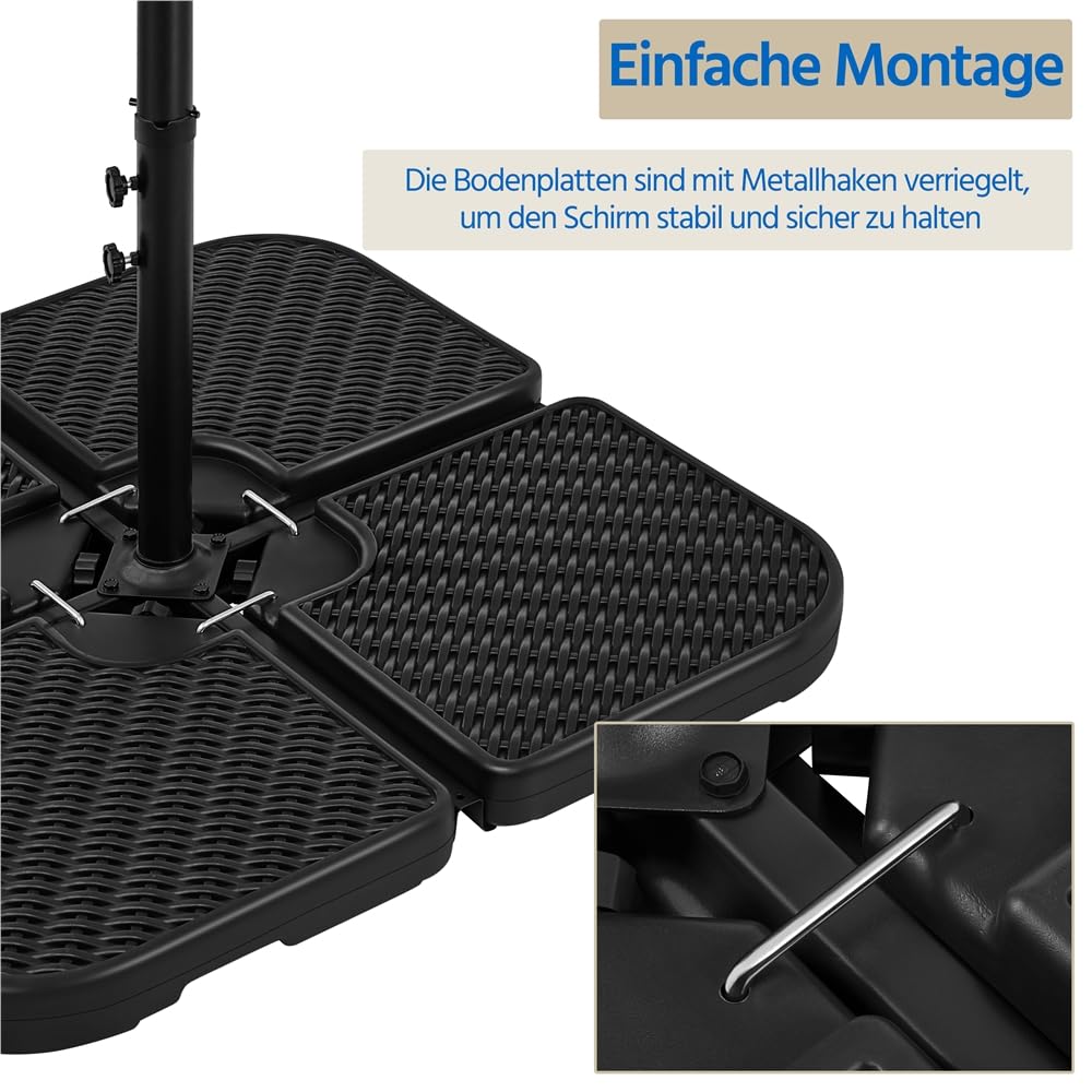 Yaheetech 4 Stück Sonnenschirmständer 50,5*50,5cm mit Wasser/Sand Befüllbar