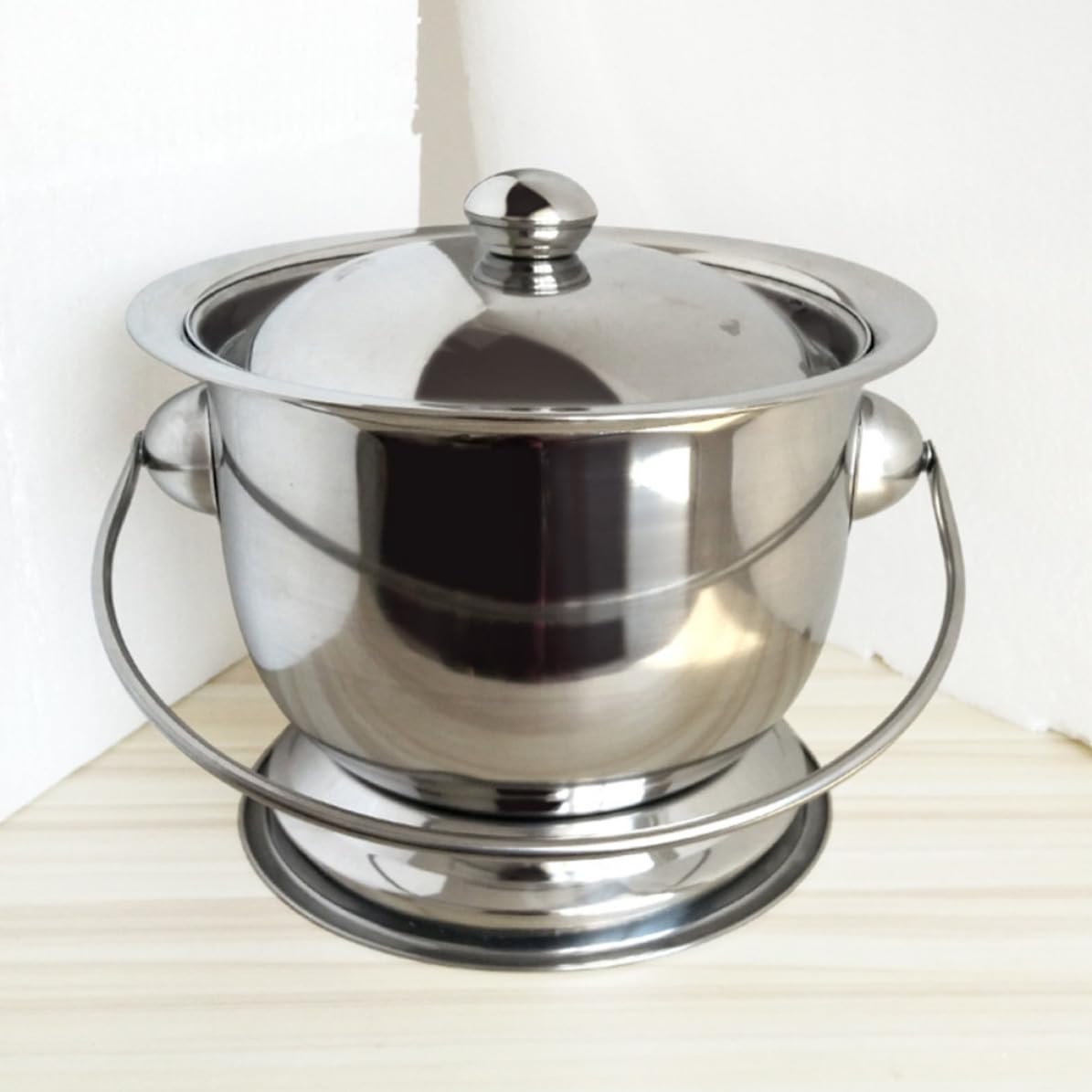 Urinario Portátil Doméstico con Tapa, Acero Inoxidable, Plata