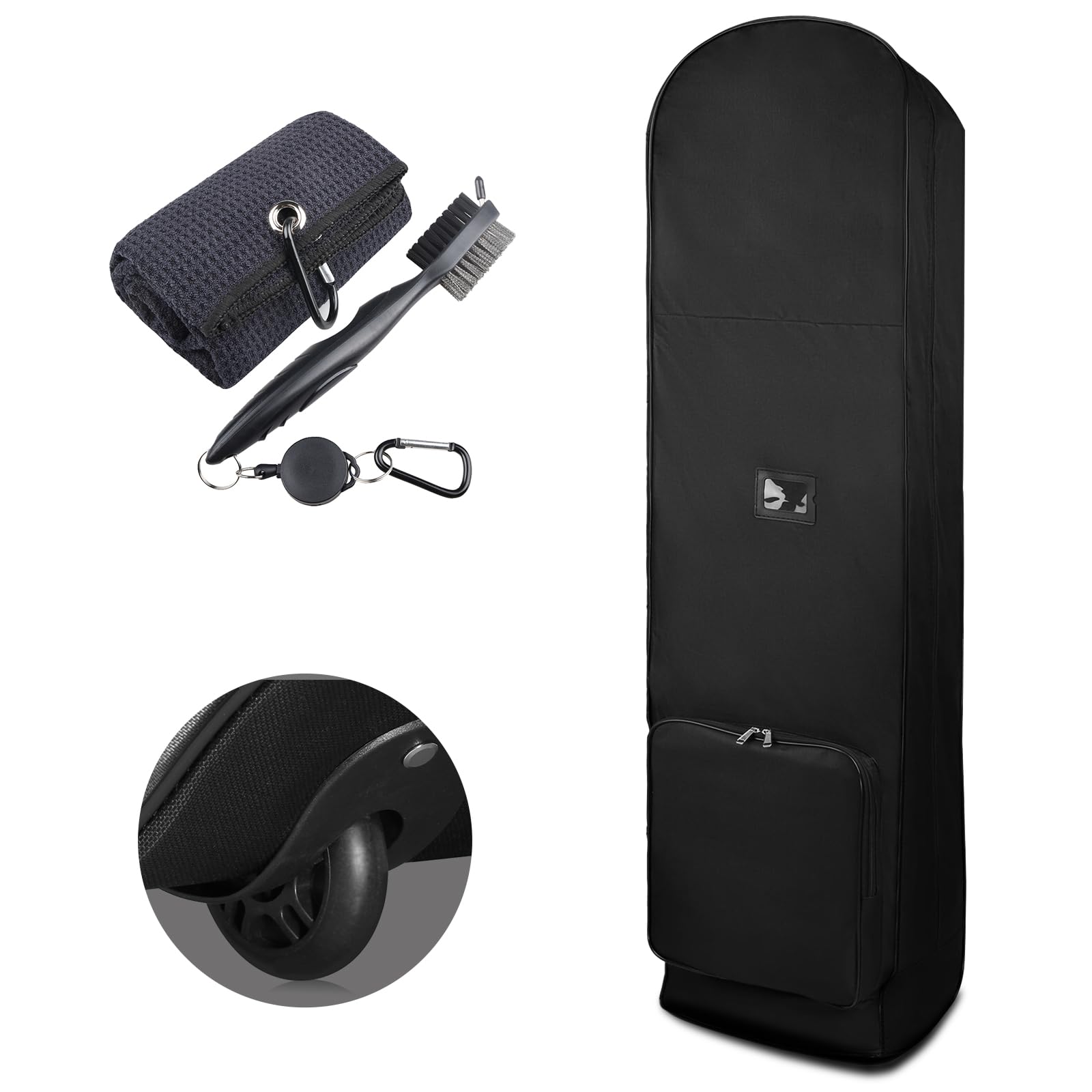 XUZ Golf Club Travel Bags for Airlines - Soft Sided Travel Golf Bags for Airlines, 1200D Foldable Golf Club Covers Stuff, Wheels Travel Case with Accessories