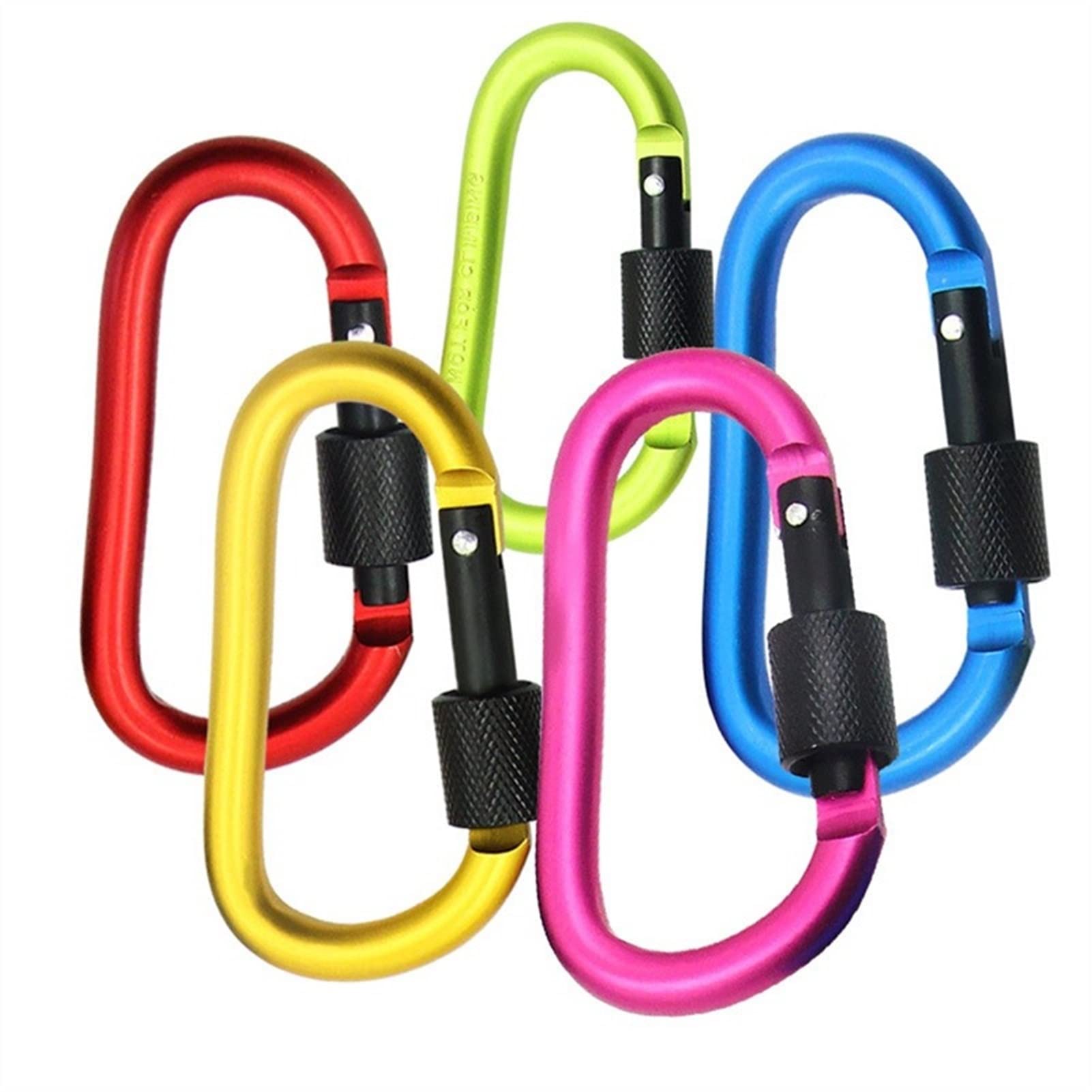 Karabiner, Outdoor Camping Wandern Gürtelschnalle Farbe Aluminiumlegierung D-Typ Knopf Schraubverschluss Überleben Sicherheit Karabiner Kette Schlüsselanhänger Haken