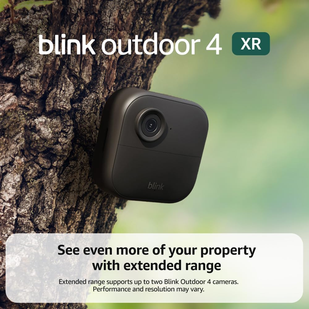 Blink Outdoor 4 XR – two-year battery wireless camera with 4x security coverage, 1000 ft open-air range or 400 ft with typical use — 1 camera system