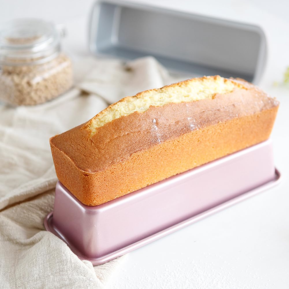 CANDeal 2 Uds 11 X 4 Pulgadas Moldes Rectangulares Para Pan, Molde Para Pan De Acero Al Carbono Para Hornear, Molde Para Pan Antiadherente De Porcelana Para Hornear, Molde Para Hornear Pan, Rosa