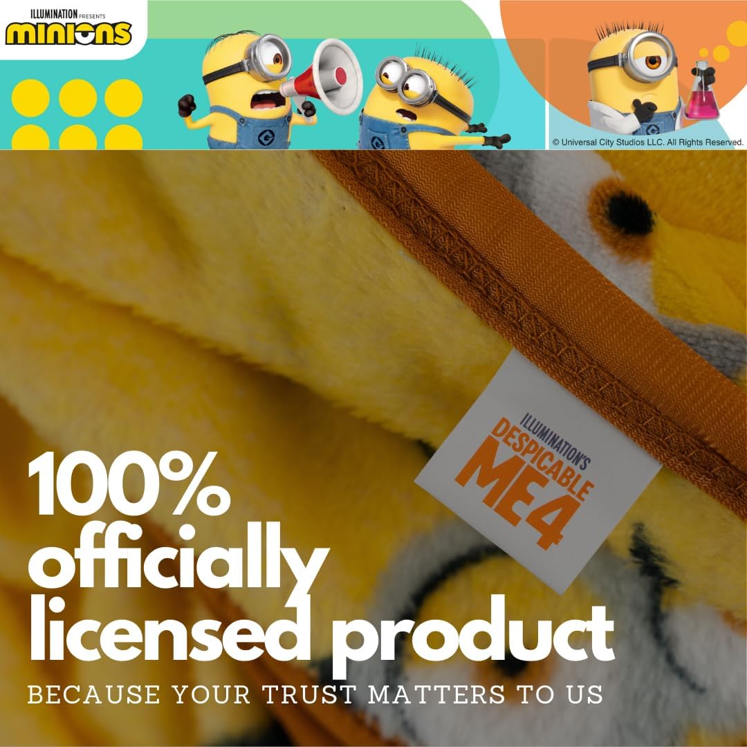 Despicable Me 4 Minions Kids Bedding Super Soft Silk Touch Throw, 40 in x 50 in, (Officially Licensed Product) By Franco