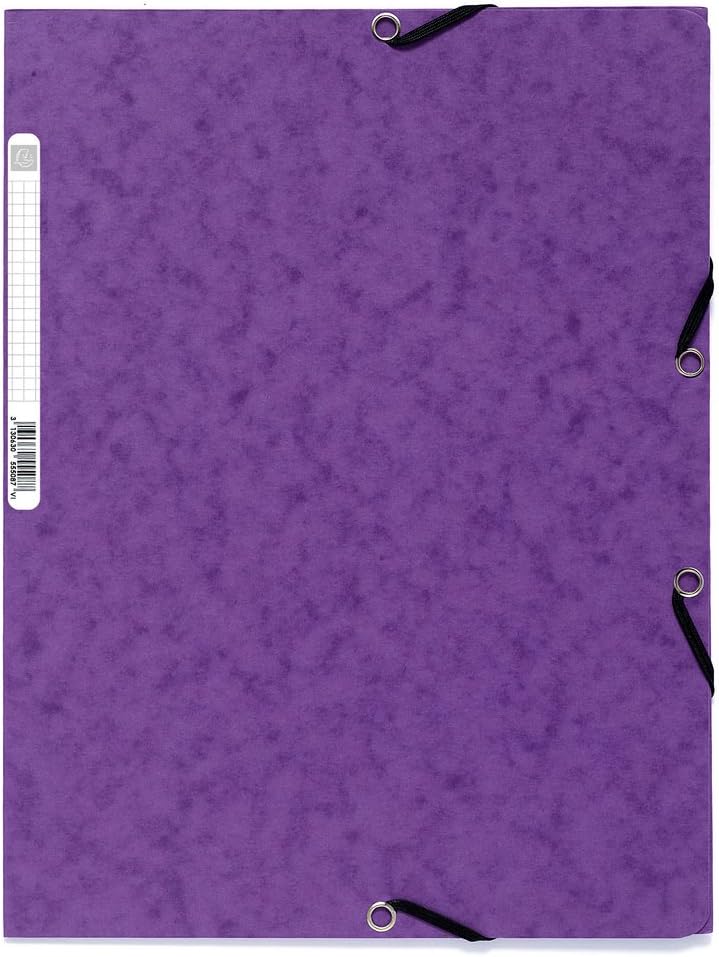 Exacompta - Ref 55508SE - Elasticated 3-Flap Folders - Suitable for Holding A4 Documents, 400gsm Glossy Card, Spine Label for Identification - Violet (Single)