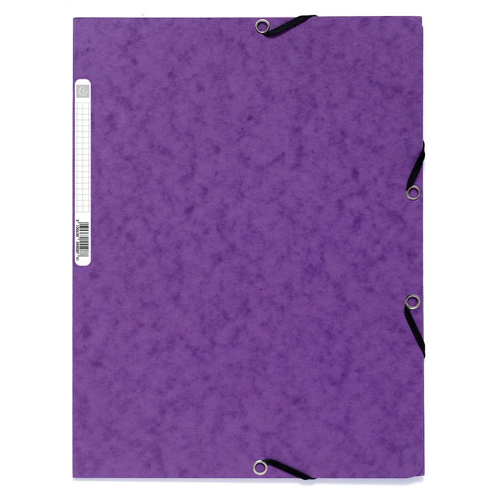 Exacompta - Ref 55508SE - Elasticated 3-Flap Folders - Suitable for Holding A4 Documents, 400gsm Glossy Card, Spine Label for Identification - Violet (Single)