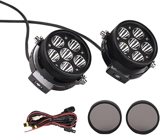 mewmewcat Luzes Auxiliares,6 LED holofotes de motocicleta luzes auxiliares universais com interruptor à prova d'água, 6000K 6000LM lâmpada de foco de alto feixe baixo faróis de led para moto moto atv