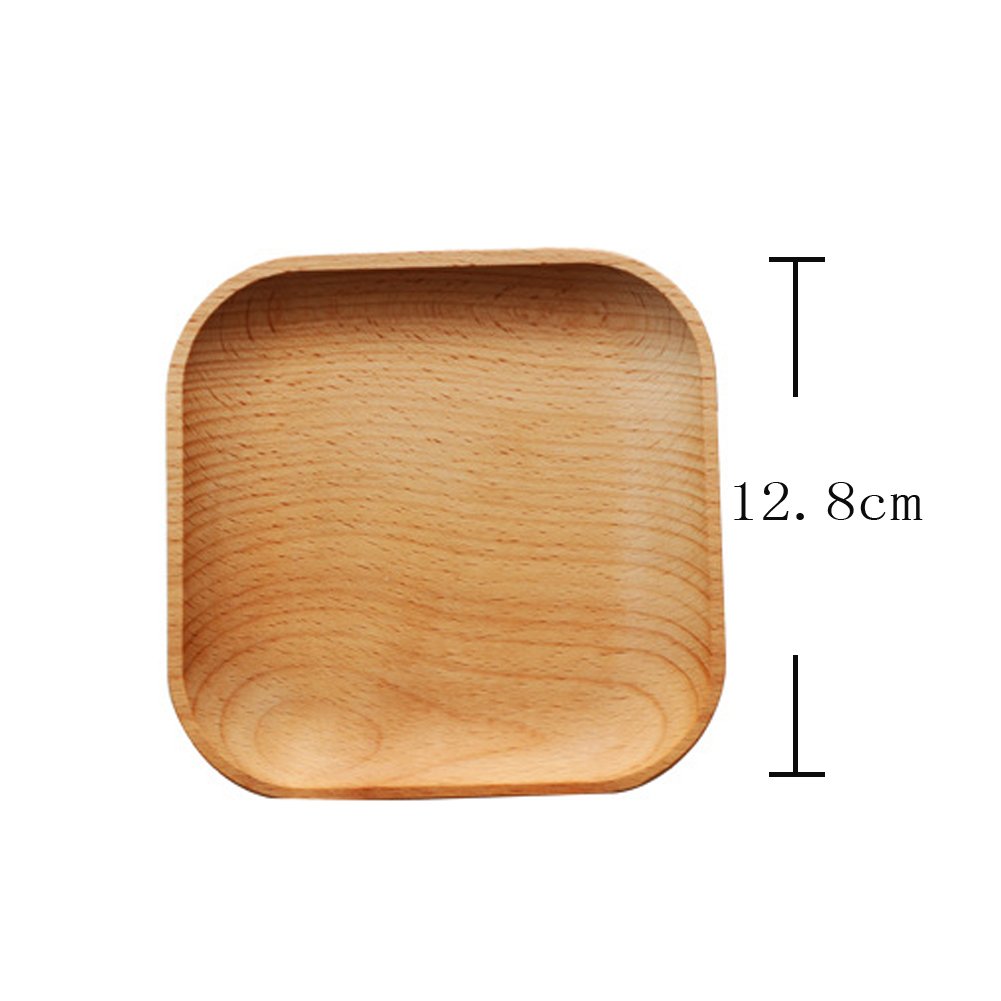 CAN_Deal 4X Plato De Madera Cuadrado Comida para El Desayuno Merienda Bandejas para Servir Bandeja De Ensalada Bandeja