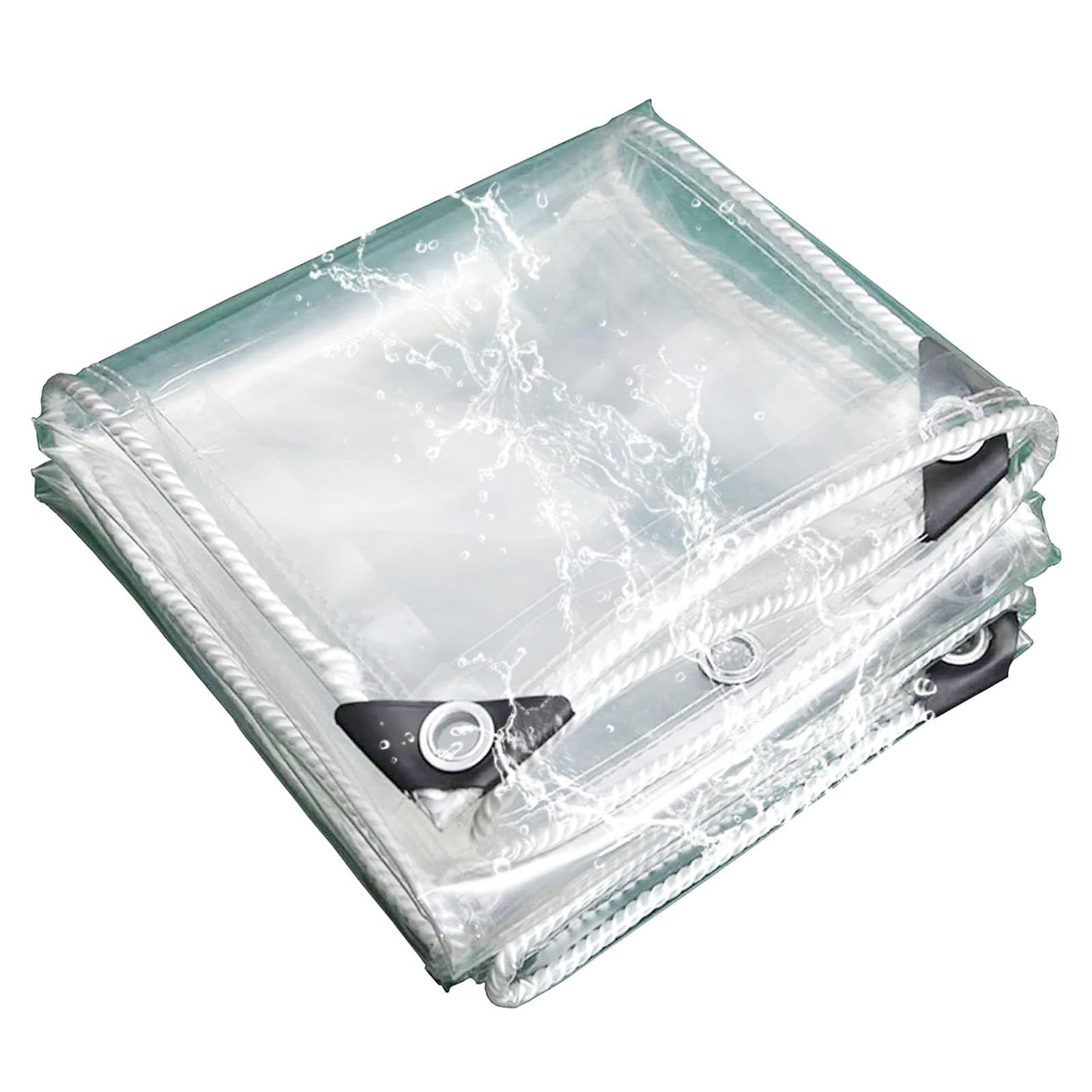 Lona impermeable transparente y resistente a rayos UV con cuerda
