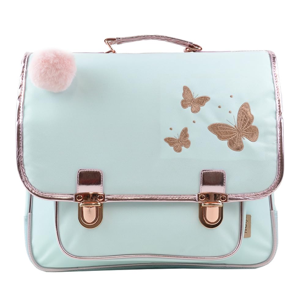 Cartable Papillons 38 cm vert pastel ANONYM à 2 compartiments - 8