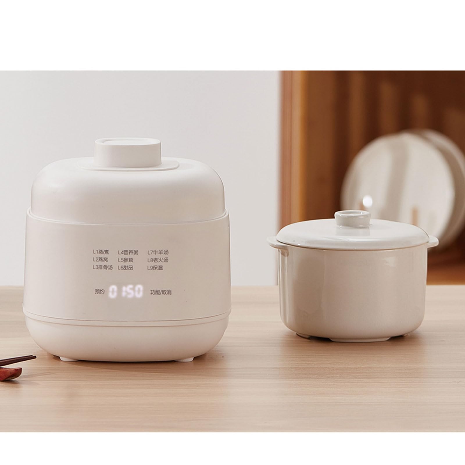 Cuiseur Électrique De Soupe Bouillie Marmites Ragoût en Céramique 1L avec Le Contrôle Petit Lent Approprié À La Cuisson Saine Électrique