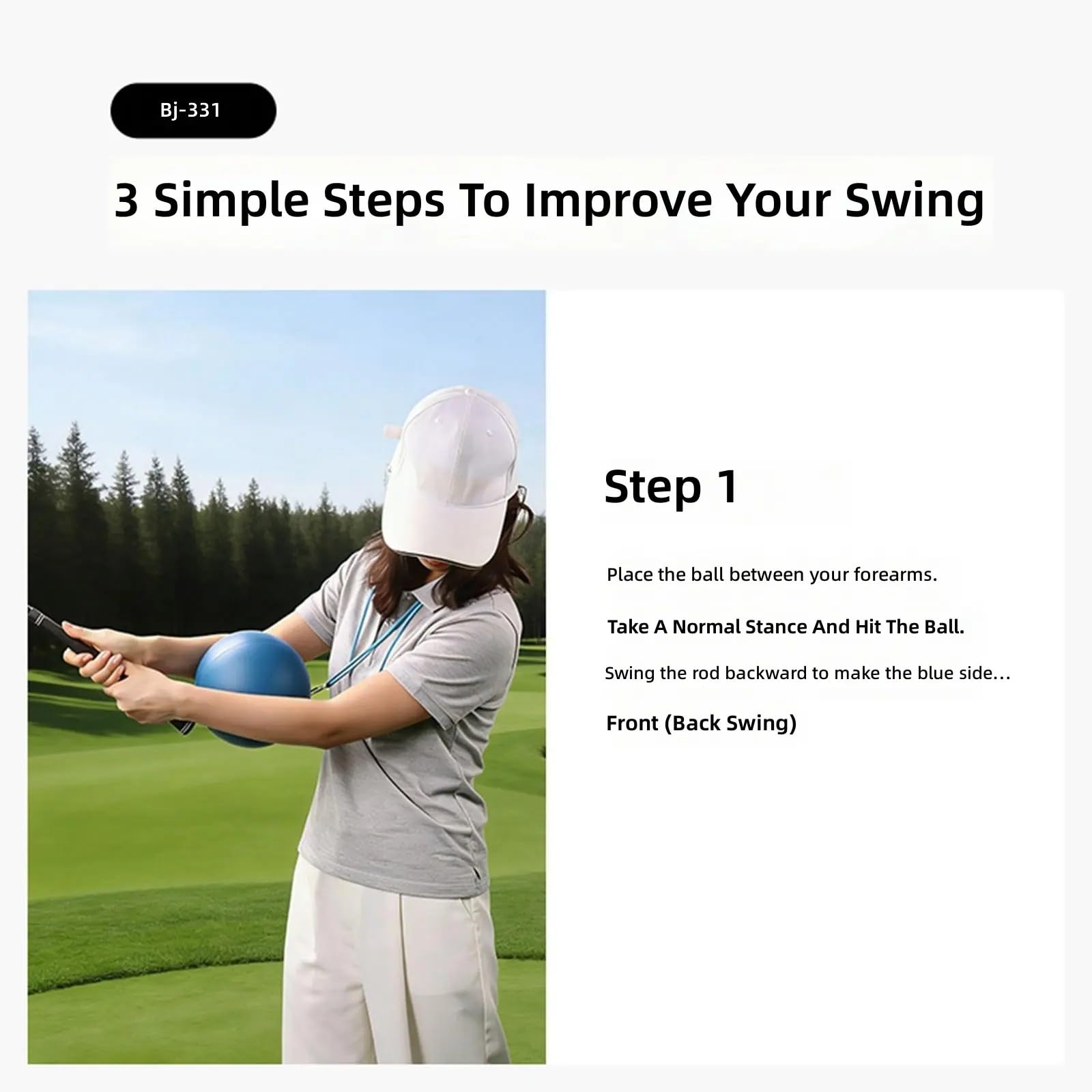 Genérico Entrenador De Swing De Golf con Accesorio para Pelota, Material De Goma Duradero, Estabiliza La Muñeca Y La Transferencia De Peso, Adecuado para Jugadores Principiantes Y Profesionales