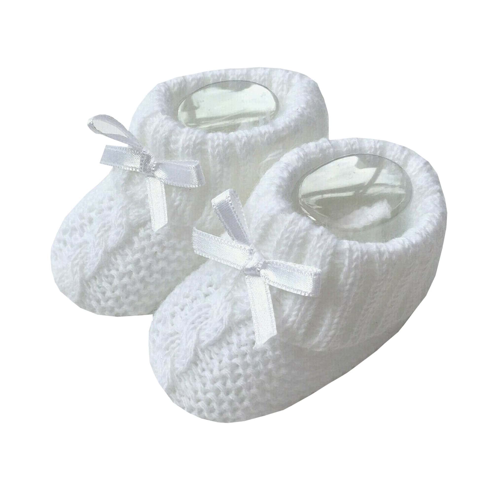 Royal IconNewborn Baby Boys Girls Booties with Bow Soft Knitted Baby Bootees 0-3 Month Newborn Booties Ideal for Indoor and Outdoor Use RI354