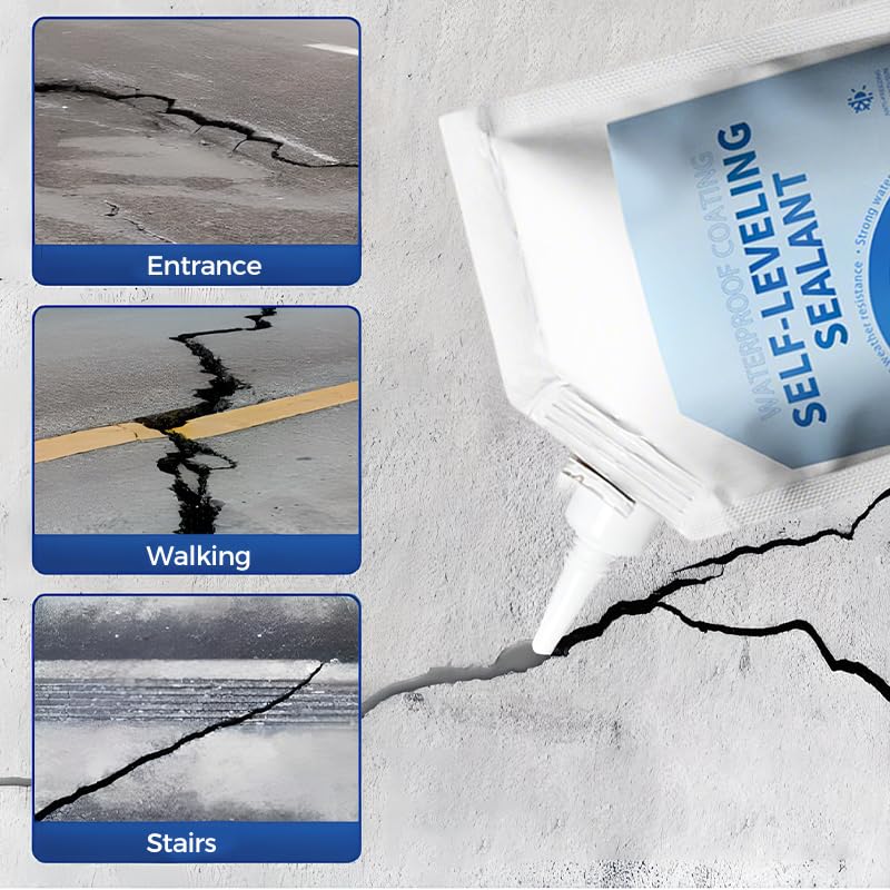 Concrete Caulking Adhesive,New Self-Leveling Sealant,Heavy-Duty Crack Filler for Driveway,Weather Resistant Concrete Crack Repair for Outdoor Use,Quick-Drying Sealant for Professionals (Grey, 3PCS)