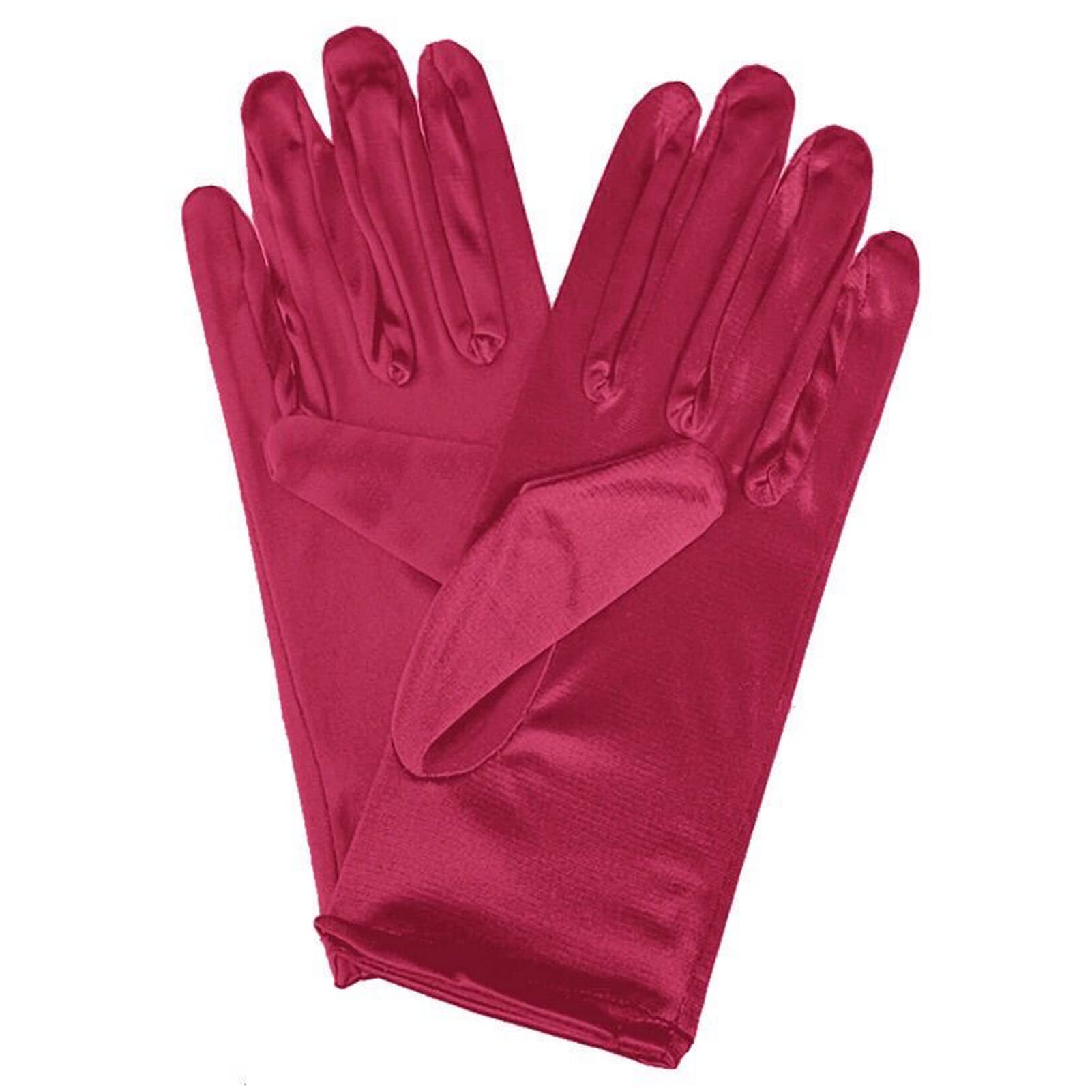 Lansonee Unisex Wine Red 1 Pair Short Satin Gloves Women's Gown Gloves Vintage Opera Wedding Banquet Dress Glove For Party Dance