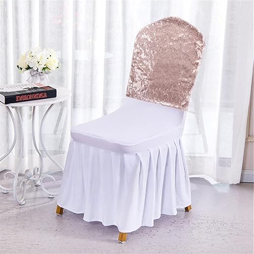 Miniatura 4 de Poise3EHome Juego de 4 fundas de lentejuelas para respaldo de silla, fundas plegables de color oro rosa para fiestas, bodas, banquetes, recepciones