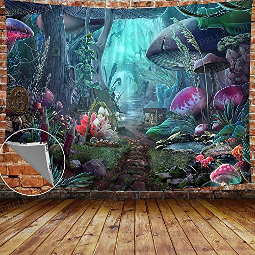 Dbllf Magic Mushroom Forest Tapestry Fairy Tale Jungle Wall Hanging Decor 80"X 60" Flannel Cool Game Tapestries Plants Decor Tapestry For Bedroom Teen Girl Boy Living Room Dorm Dbls774 #TOP7