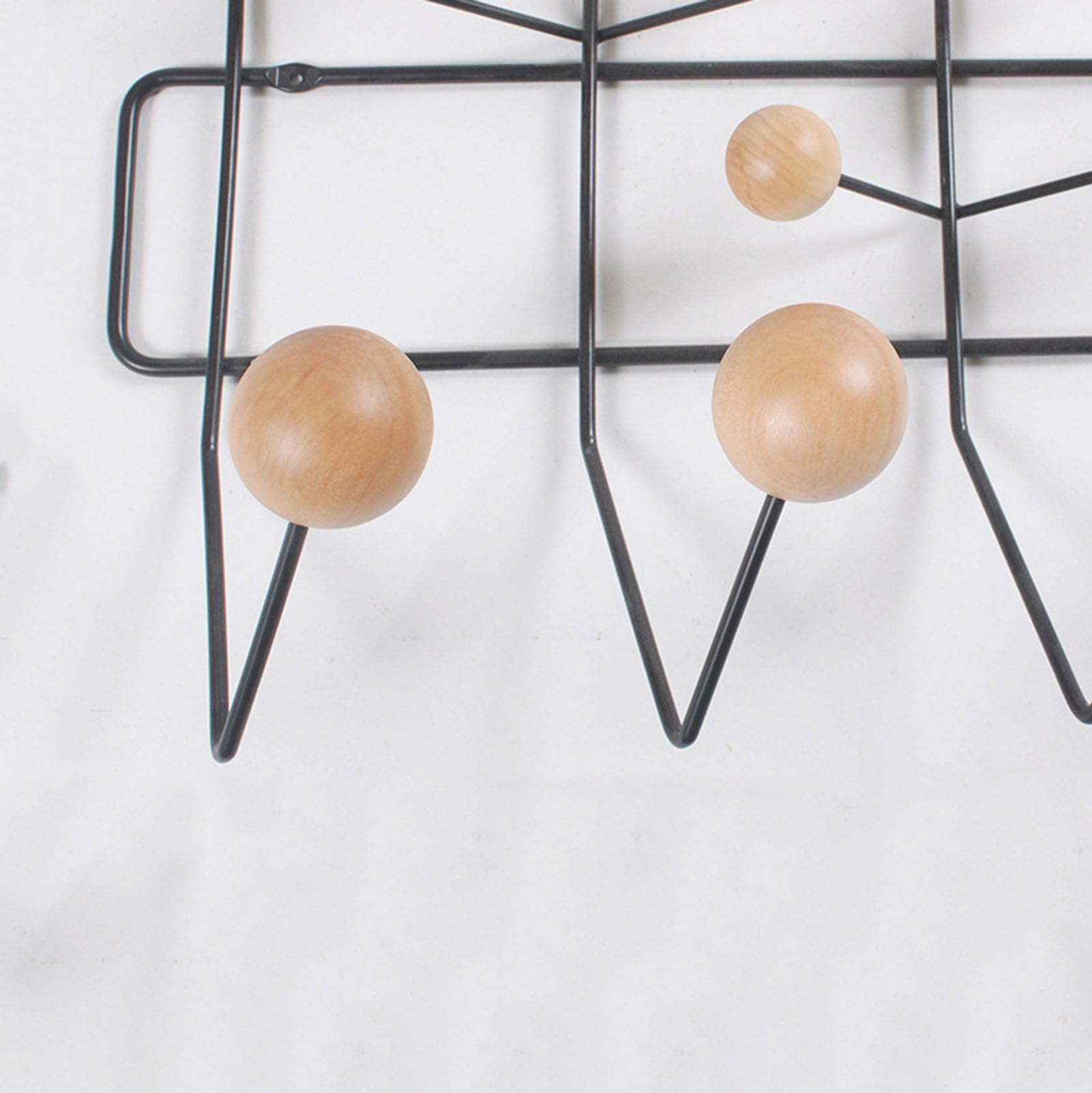 Perchero De Pared Con 14 Ganchos De Bolas De Madera Multicolor Para Entrada, Pasillo, Dormitorio Y Baño