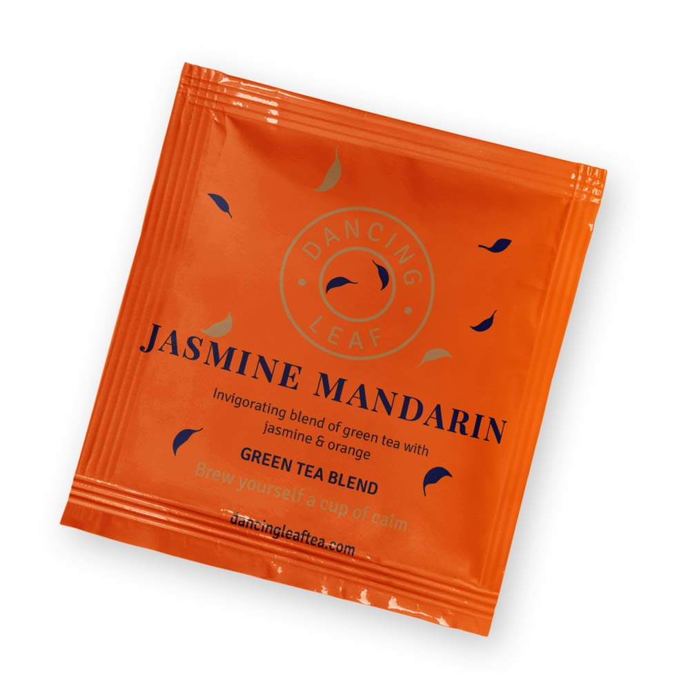 Dancing Leaf Jasmine Mandarin | Green Tea, Orange Petals, Jasmine Flowers & Mandarin Bits | Tea Bag (20 Tea Bags) - Image 2 thumbnail