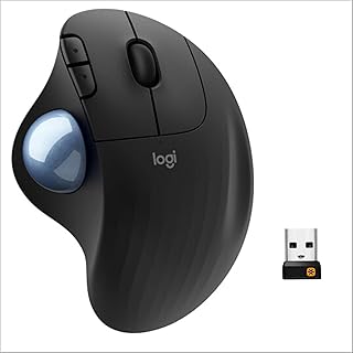 Logitech Ergo M575 New Version Wireless Trackball Mouse, Easy Thumb Control, Precision and Smooth Tracking, Ergonomic Comfort Design, Windows/Mac, Bluetooth, USB - Graphite Extra Battery Bundle