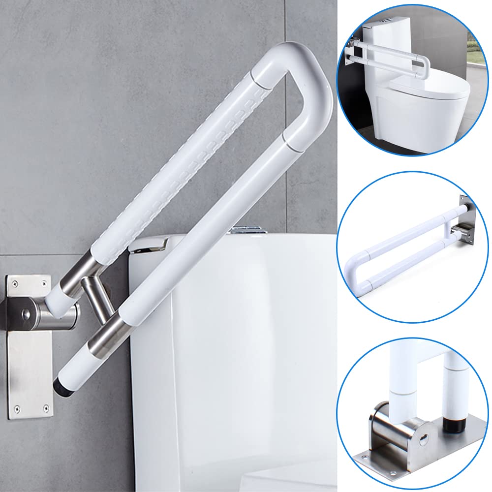 Asidero plegable de seguridad para inodoro, de acero inoxidable, para montar en la pared