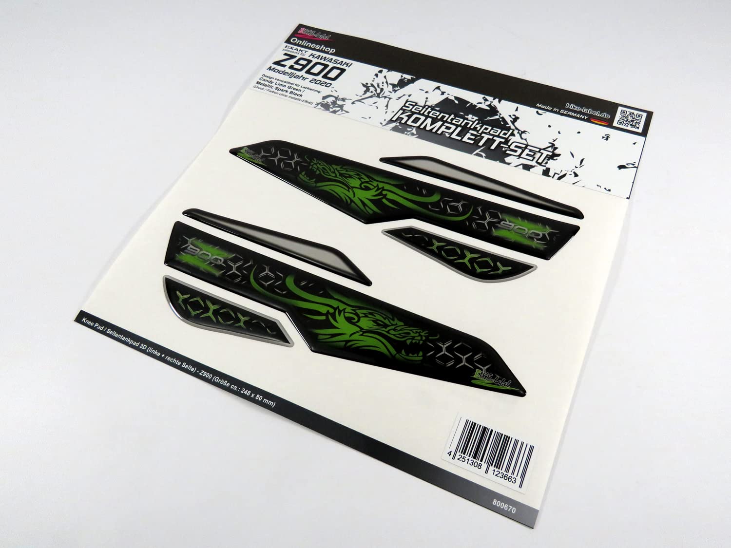 BIKE-label Tankpad Für Kawasaki Z900 (2020) – Grüner Drache, Kratzfester Schutz Vor Reißverschlüssen & Steinschlag