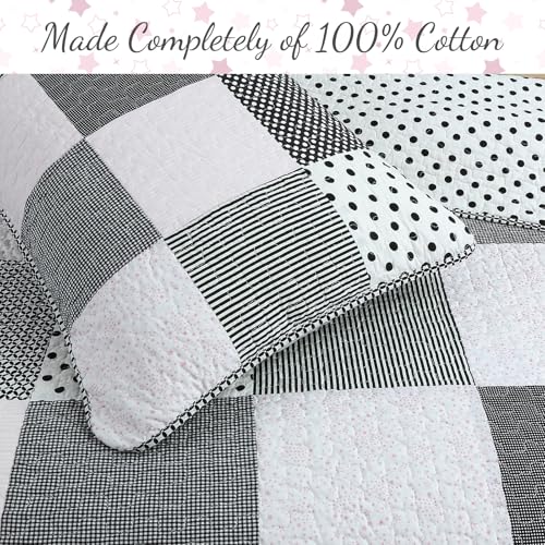image for Cozy Line Home Fashions Black White Pink Polka Dots Striped Star Girl 