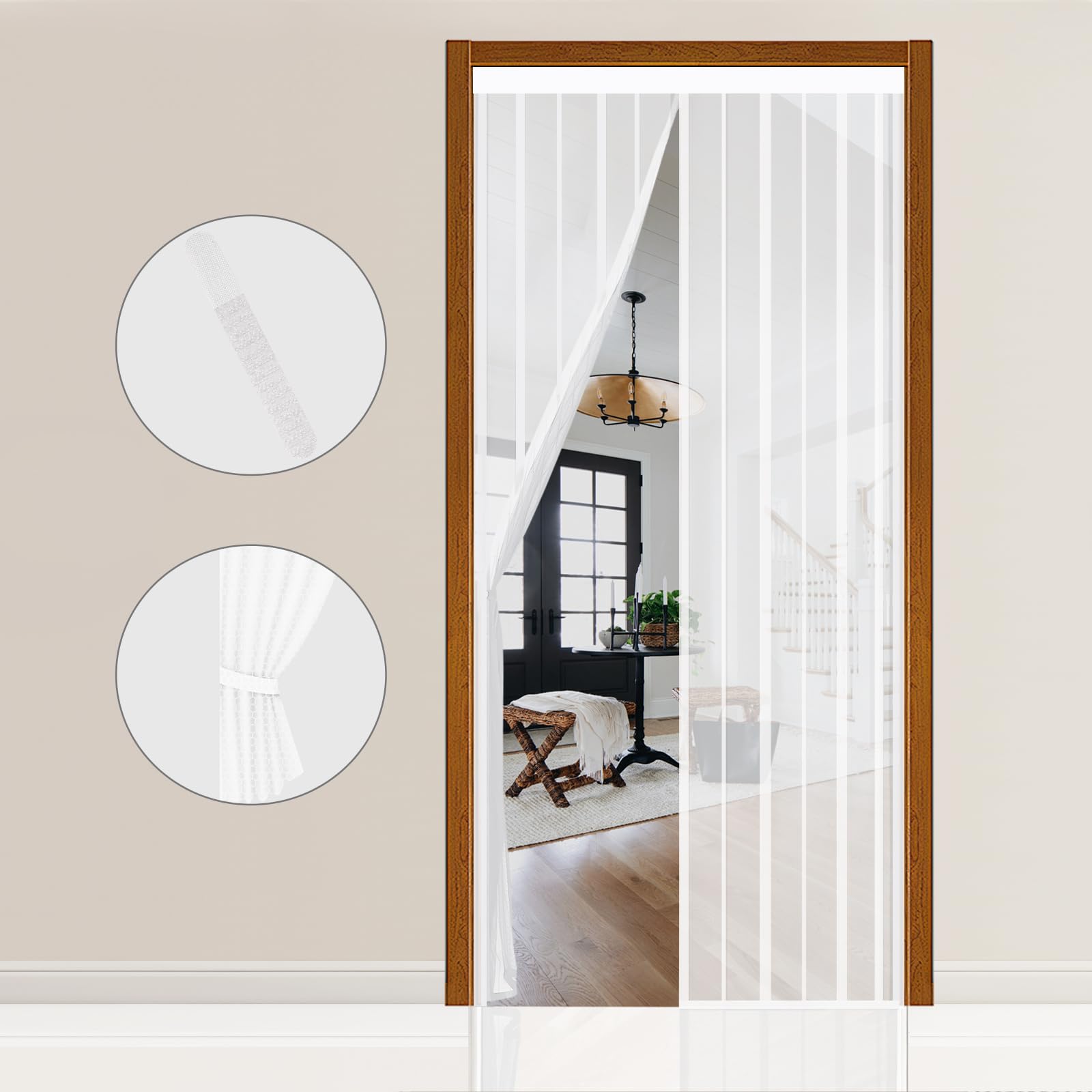 Sekey 120x230 cm Zanzariera Magnetica per Porta, anti Insetti, per Legno, Ferro, Porte in Alluminio, Facile da Installare, Non è Necessario Praticare Fori, Apertura e Chiusura Silenziosa, Bianco