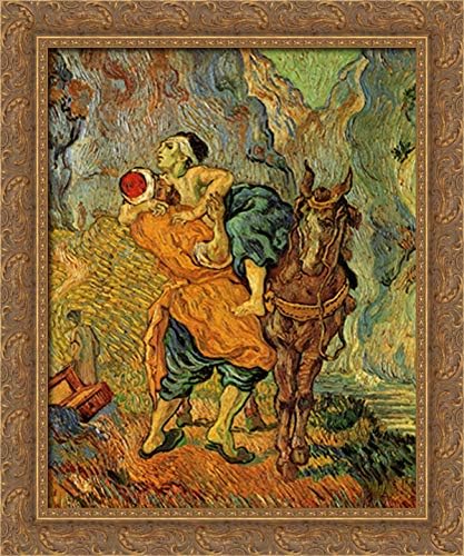 The Good Samaritan, After Delacroix 20x24 Gold Ornate Wood Framed Canvas Art by Vincent van Gogh