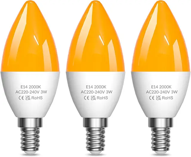 Lamptobe E14 LED Kerzenbirne 2000K, Blaulicht-Blockierung, 3W, 3 Stück