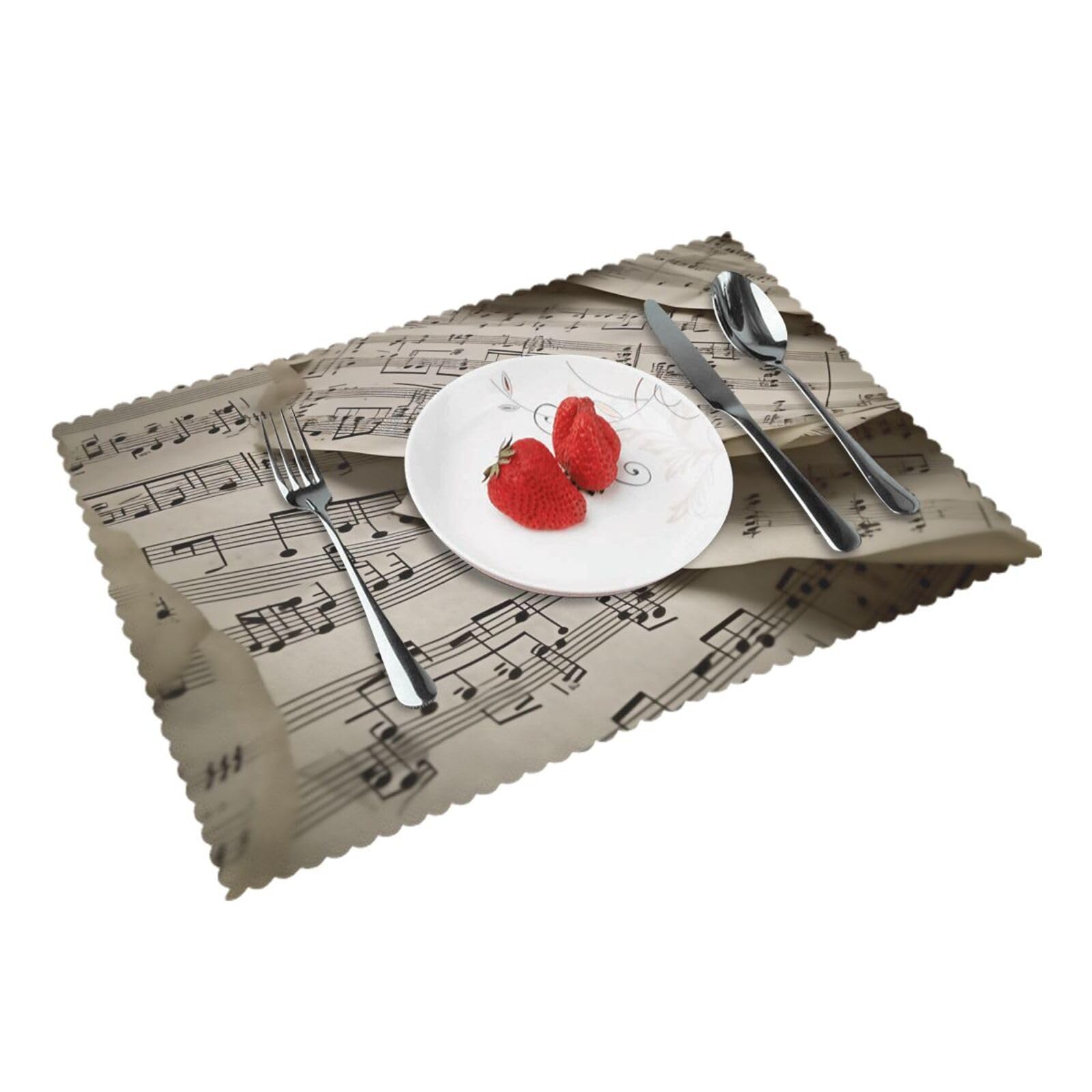Sheet Music Printed Placemat Heat Resistant Place Mats Set of 4 PCS Washable Kitchen Table Mats, 12x18 Inch