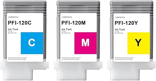 Miniatura 2 de PFI120 Depósito de tinta de 4.4 fl oz (paquete de 3 unidades, cian, magenta, amarillo) Lometic compatible con PFI120C PFI120M PFI120Y Reemplazo para