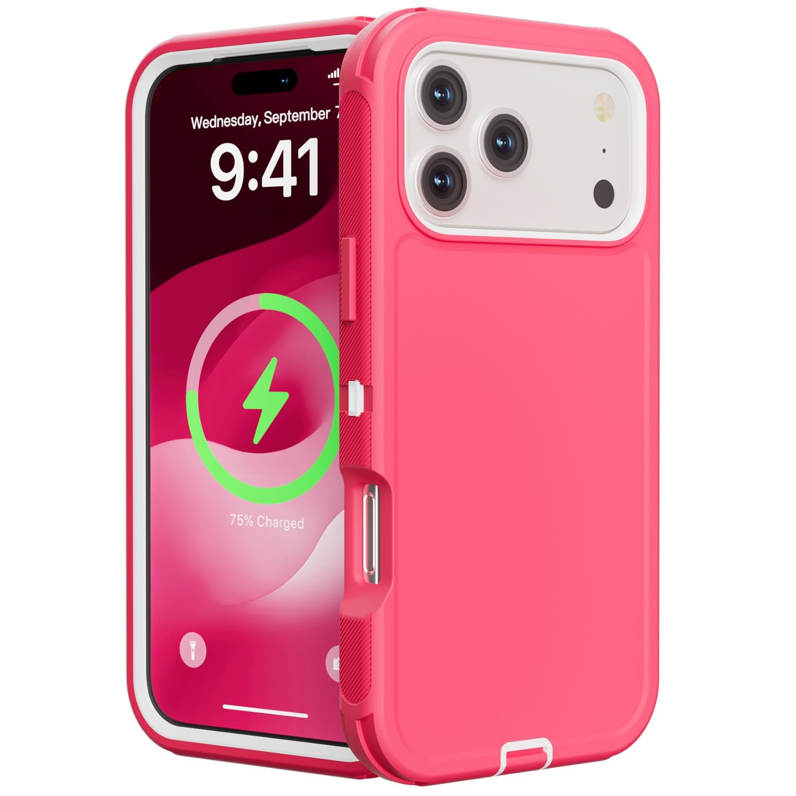 Funda Antigolpes para iPhone 17/17 Pro/17 Air/17 Pro MAX, Carcasa Protectora Rígida De PC Esmerilada Compatible con Carga Inalámbrica,17pro,Pink