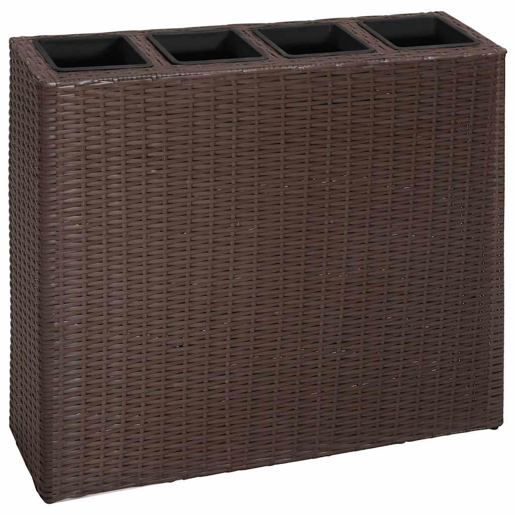 Jardinière surélevée avec 4 pots et 2 pots de fleurs en rotin synthétique durable pour extérieur, balcon et terrasse, comprend 8 pots amovibles pour une plantation polyvalente