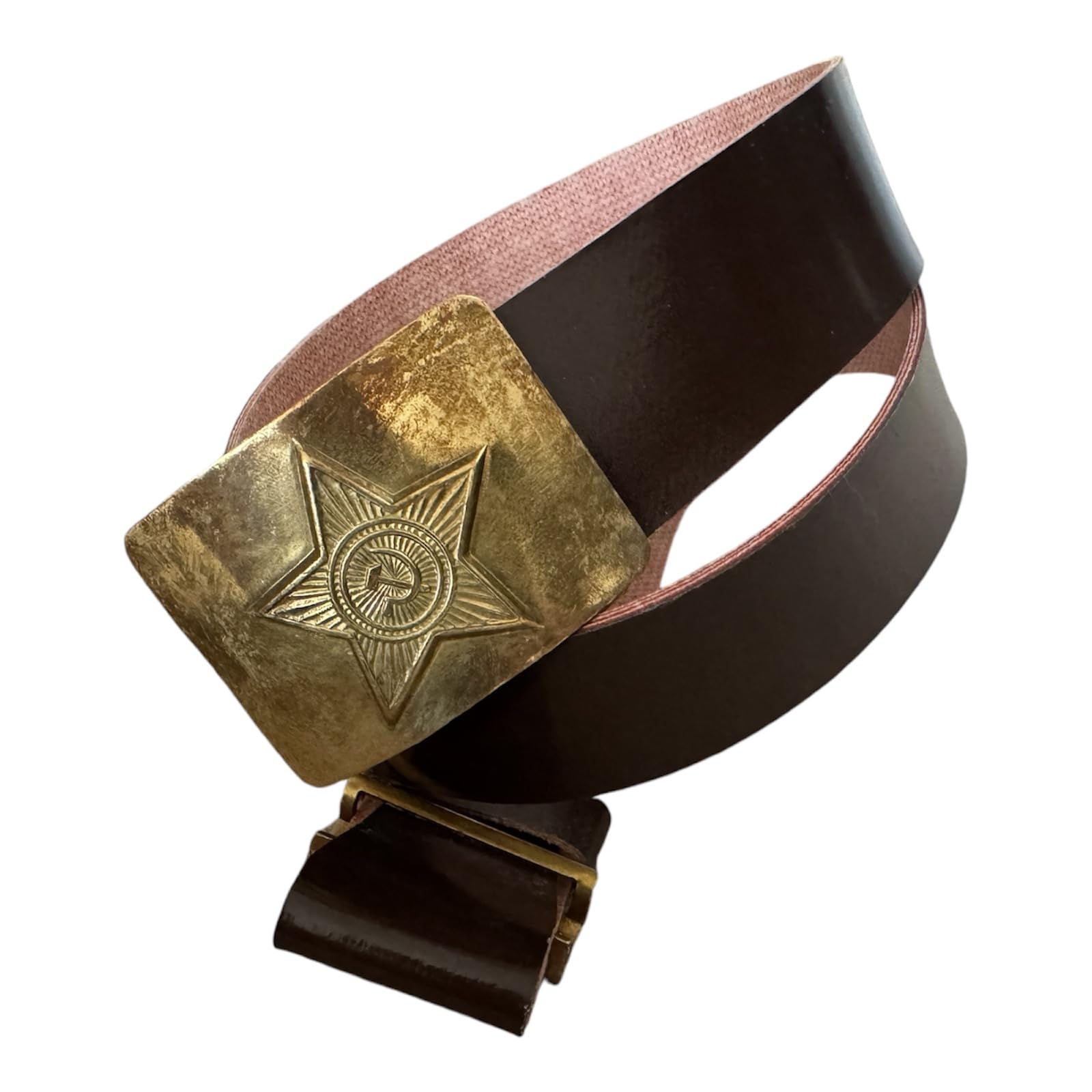 Ganwear Soviet Russian USSR Military Army Navy Officer Belt Leather Imitation Metal Brass Buckle