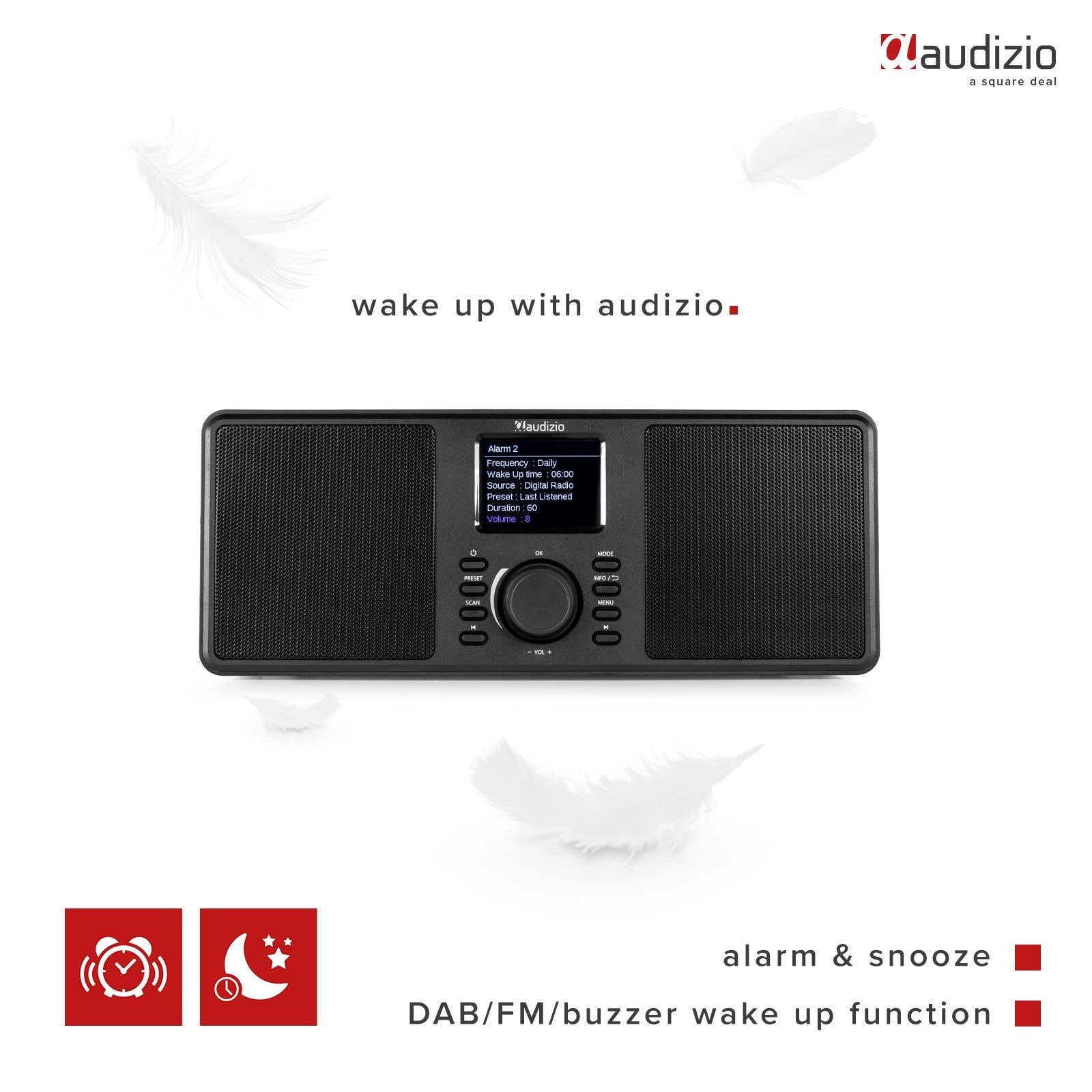 Audizio Reacondicionado Monza – Radio estéreo Dab/FM con Altavoz Bluetooth, Pantalla LCD y Sonido DSP 50W, Color Negra