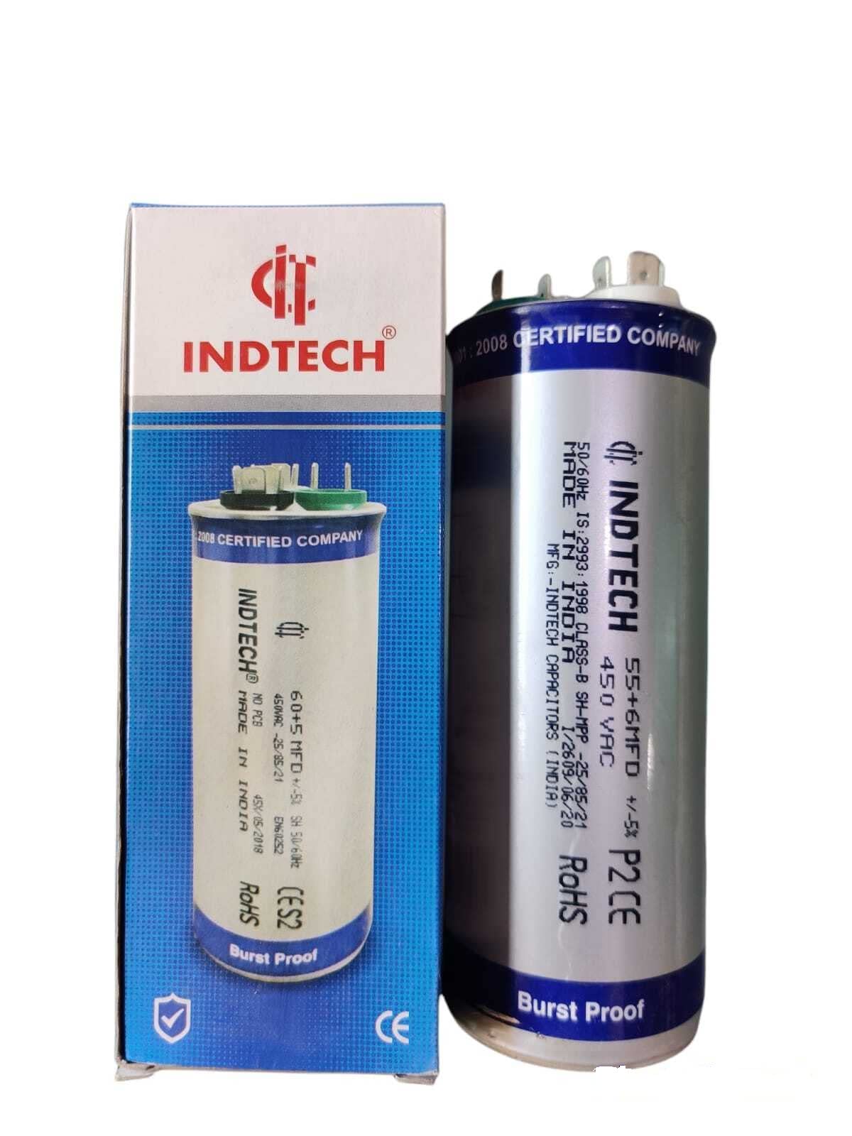 INDTECH Dual Motor Run Capacitors For Air Conditioners, Motors Compressors, Air Handlers, Refrigeration (50+6MFD)-image-9