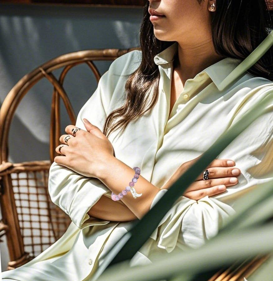 Cowgirl Boot Natural Stone Bracelet, Energy Stone Beads Adjustable Bracelet Western Jewelry Gifts for women4