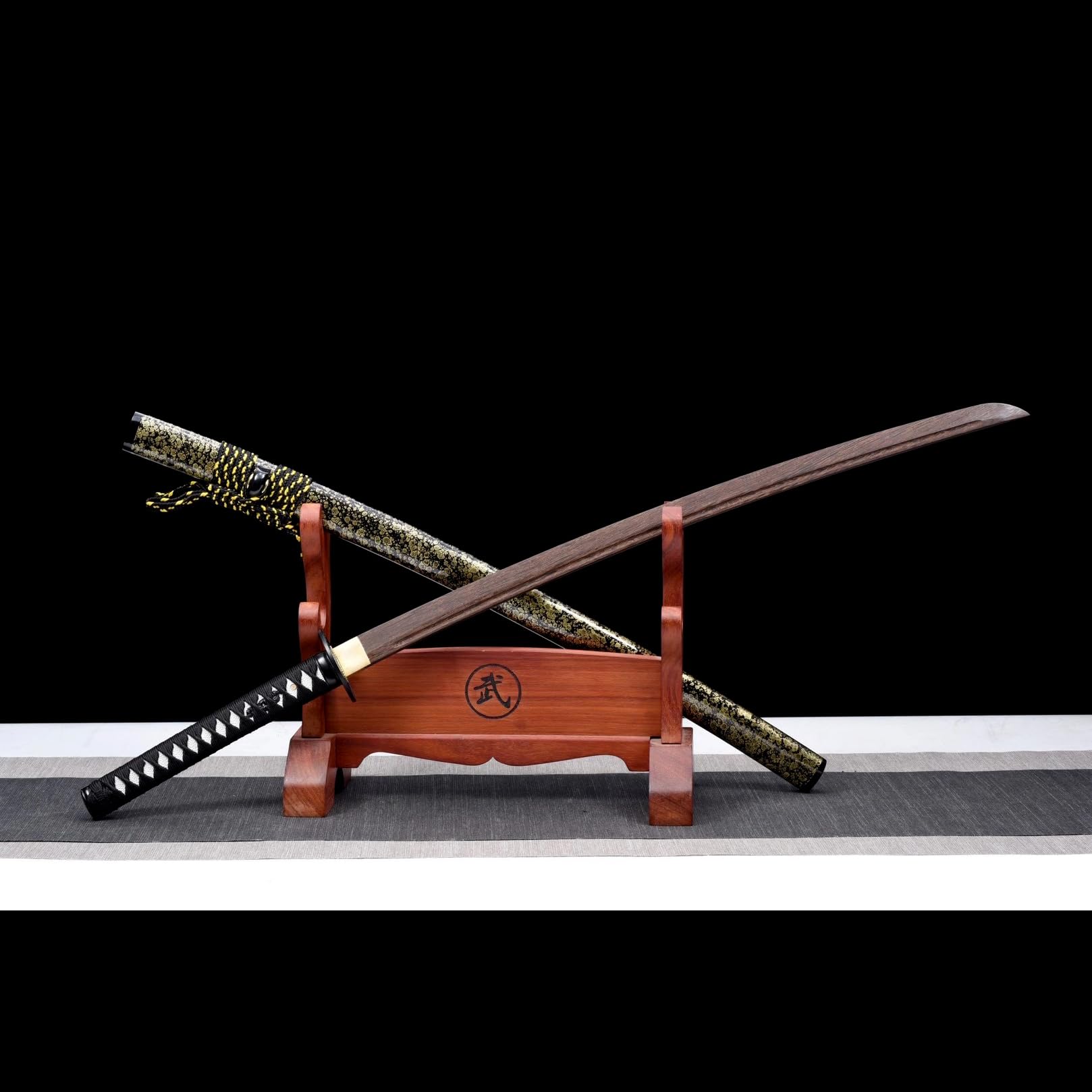 Espada samurái de Madera con Vaina, Hoja de Palisandro Natural, Katana Hecha a Mano para Kendo, Cosplay, Regalo