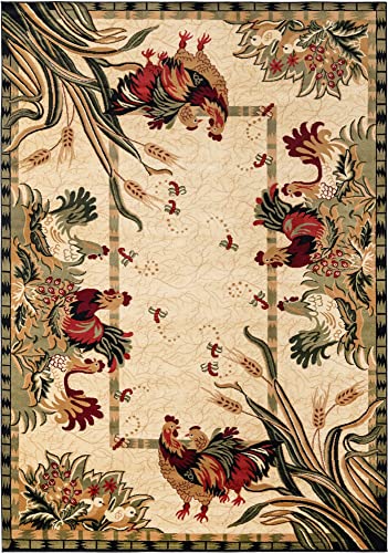 Image of Unique Loom Barnyard Collection Area Rug - Farm (7' 10 inch x 11' Rectangle, Cream /Black)