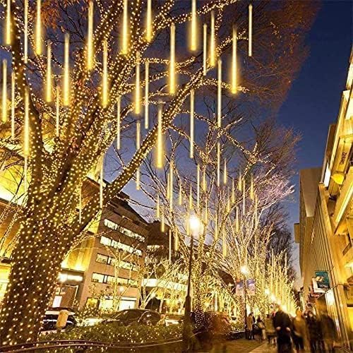 Miniatura 7 de Luces solares de lluvia de meteoritos impermeables para exteriores, luces de decoración de Navidad, funciona con energía solar, 16 tubos de 384